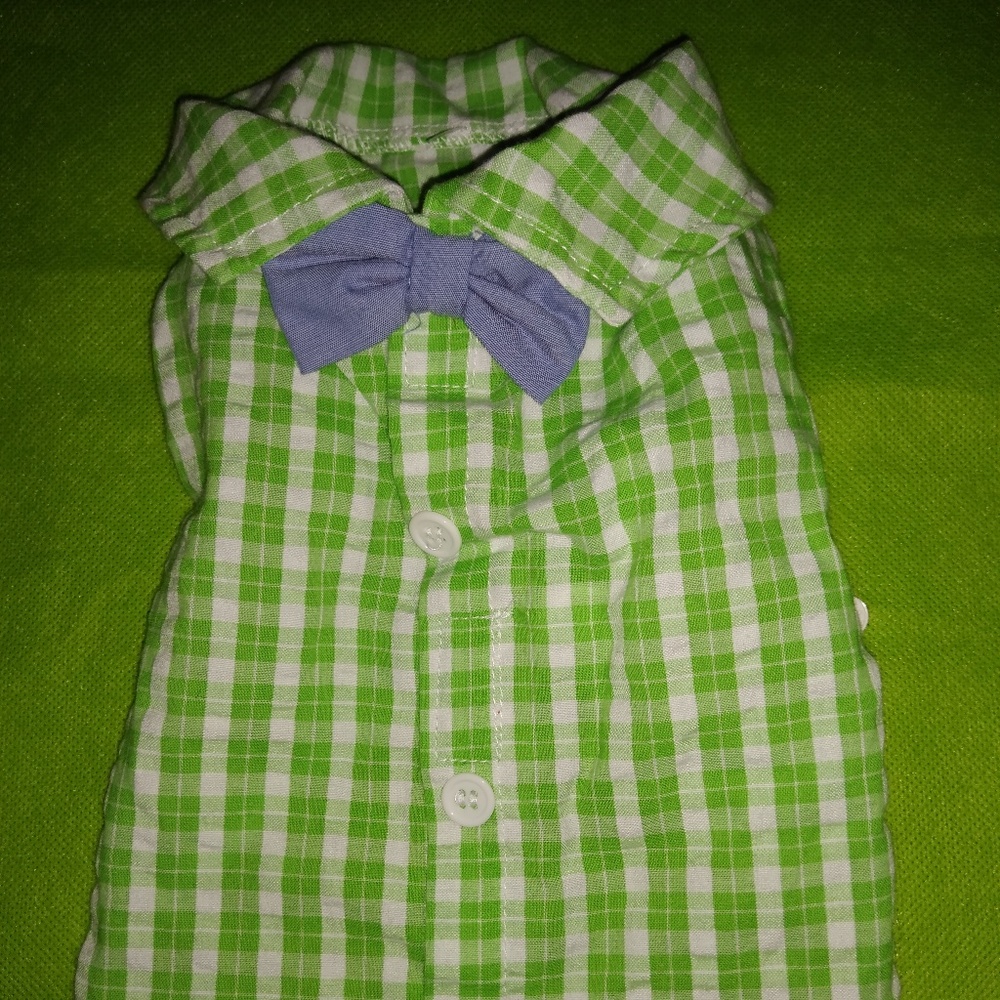 Green and White checkered Polo for pets
